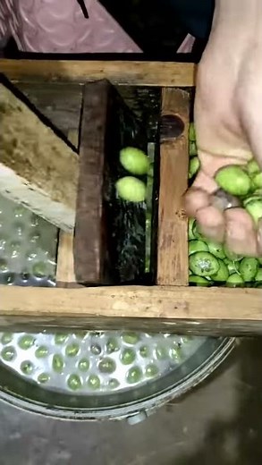 Instrument artisanal astucieux pour préparer chez soi des olives écrasées