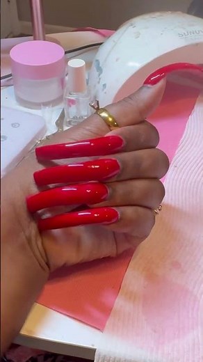 Gotta love a long red curve nail set #nails #curvenails #longacrylicnails #nailtech