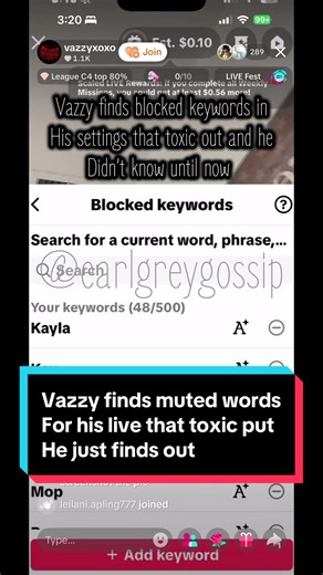 Vazzy finds blocked keywords in his account setting that toxic put and he didn’t know. Compares relationship to the movie get out. #toxiic #vazzy #fyp #teatok @toxiic🧚‍♀️ @Toxiic🧚‍♀️ @vazzyxoxo
