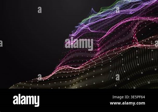 Fantastic video animation with particle wave object in slow motion and space for text, 4096x2304 loop 4K Stock Video Footage - Alamy