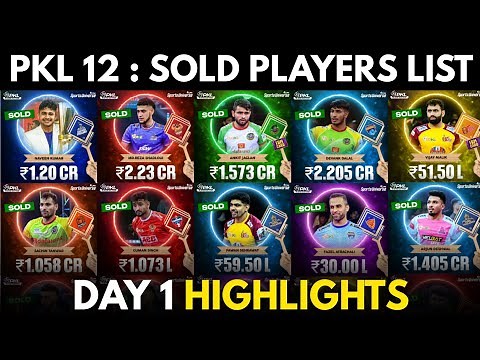 PKL 2025 Auction All Sold Players List | Pro Kabaddi 2025 Auction Day 1 Highlights