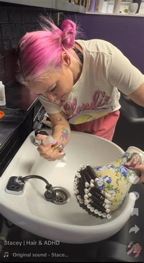 Perming a toupee for a client. Can’t wait to see how this turns out! #toupee #toupeehair #hairunit #hairsystem #manweave #perm | Stacey Conkle Toney