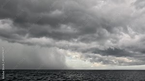 Dark with Dramatic blue sky and dark as Dramatic blue sea color and dark storm raining cloud background