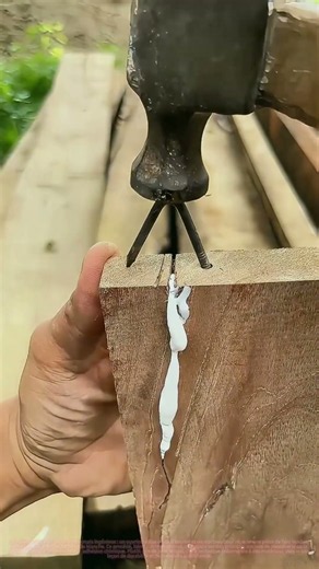 Réparation inattendue : Un clou transformé en solution miracle pour bois fendu