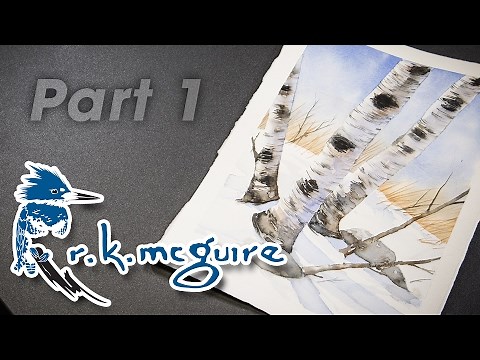 How to Watercolor Paint a Winter Birch Tree Scene | Part 1 | R K McGuire