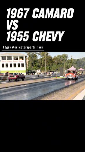 1955 Chevy vs 1967 Camaro at Edgewater Sports Park #cars #chevy #camaro #racing #dragracing #dragrace #race #ohio #usa #reels #media #shorts #fyp | Aaron Robinson