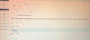 For the triangles shown, triangle ABC is dilated by a scale fac... | Filo