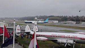 The new Boeing 777X maiden flight was today. Departing from Paine Field in Everett this morning, and landing here at Boeing Field at 2pm! Here's the view from The Museum of Flight! | The Museum of Flight