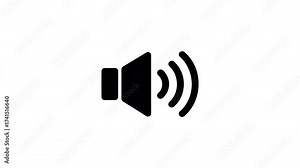 Black speaker animation with sound waves increasing effect. Volume increase concept