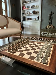 Luxury Tournament Chess Set, Gorgeous Wooden Leather Lacquered Bold Chess Set, Resin Chess Pieces, King Size 3.6", Luxury Gift for Him - Etsy