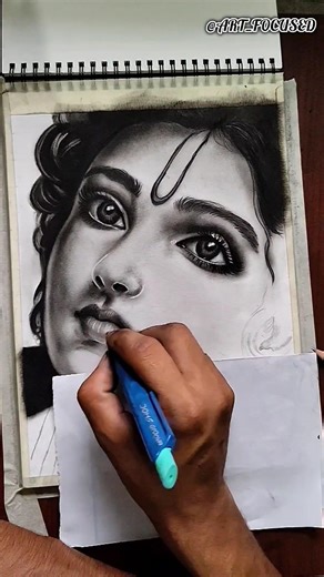 realistic Krishna drawing ,in charcoal#art#shortsfeed #kirshna#charcoal#sketch #artist#lordkrishna