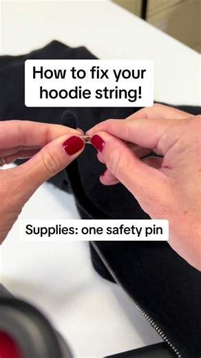 How to fix your hoodie string! #sewingtiktok #hoodiestring #howtofixeverything #hoodieseason #sewingtutorial #drawstringreplacement