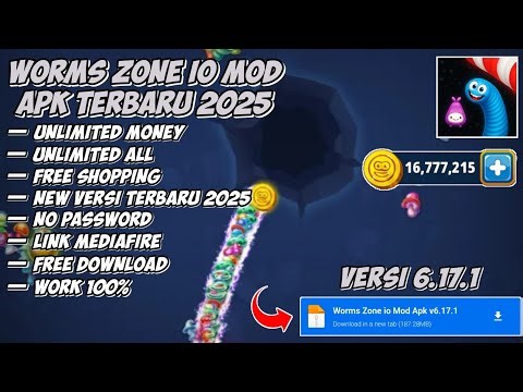 DOWNLOAD Worms Zone io Mod Apk Terbaru 2025 v6.17.1 Unlimited Money Free Shopping