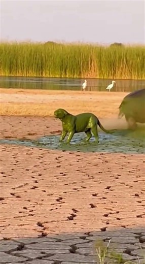 Leopard BITES Hippo Butt - INSTANTLY Regrets It! 🦛 즉시 후회 🦛 即座に後悔 #viral #hippo #karma