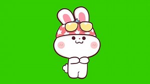 Animated Shy Rabbit - Green Screen
