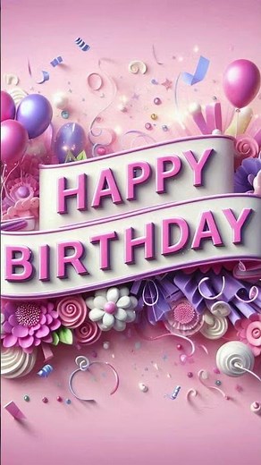 4-Hour Backdrop | Elegant Pink, White & Purple Happy Birthday Screensaver | Events & Celebrations