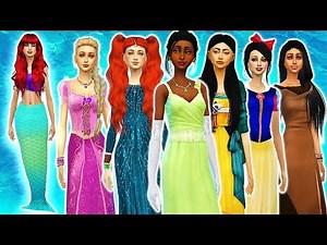 Disney Princess Makeovers as MERMAIDS CHALLENGE!🧜‍♀️ in The Sims 4 Create a Sim! (Part 1)