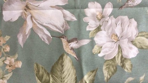 Hummingbird Fabric, Sage Green Floral Fabric, Bird Upholstery Fabric, Lily Flower Teal Duck Egg White Magnolia Cotton Home Decor Fabric Yard - Etsy