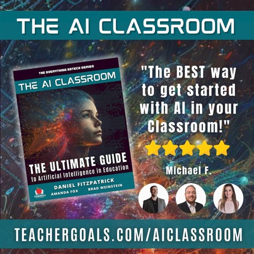 ⭐⭐⭐⭐⭐ The BEST way to get started with AI in your classroom! Your future awaits ✨ teachergoals.com/aiclassroom “This book is packed full of insight, knowledge, stories, and ideas! It is evident from the beginning of this book that the author's are knowledgeable and passionate about this Artificial Intelligence and it's purposeful use in education. My favorite chapter in this book is Chapter 6: World of Promptcraft. It gives powerful strategies for crafting the best prompts for AI language tools 