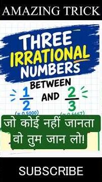 Three Irrational Numbers between 1/2 and 2/3. how to find Irrational numbers #maths #class9maths
