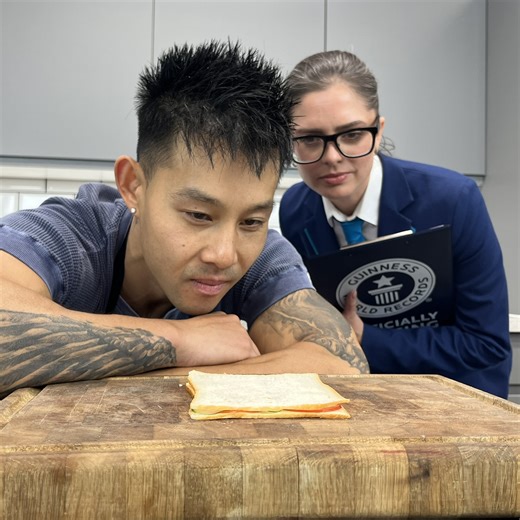 Six Pack Chef made the world’s thinnest sandwich measuring at just 5.12 mm 🤯 | Guinness World Records