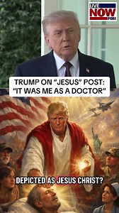 President Trump was asked about an image he posted to Truth Social that appeared to depict him as a Jesus-like figure. The post has since been deleted. #news #Trump