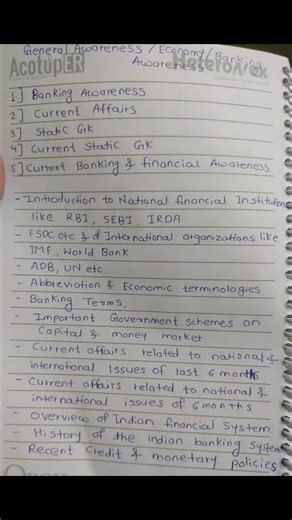 all topics to cover general awareness and computer aptitude for mains examinations...#bankingexams..