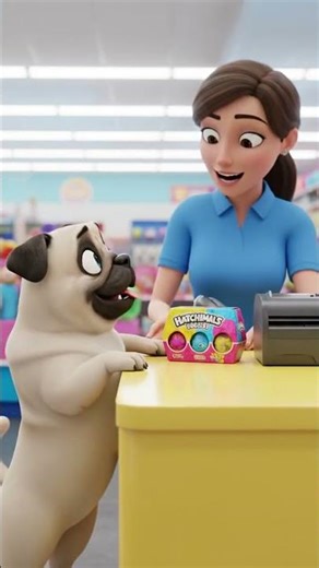 Cute Pug Buys Trolli Gummy Worms at Giant Toy Store 🐶✨#Doganimation #puppyai