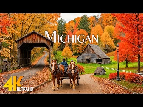 Michigan Fall Colors 4K 🍁 Great Lakes, Upper Peninsula Forests & Scenic Drives in Peak Autumn