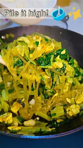 The BEST Rice Topper! 🤤 Glass Noodles & Swiss Chard Stir-fry.