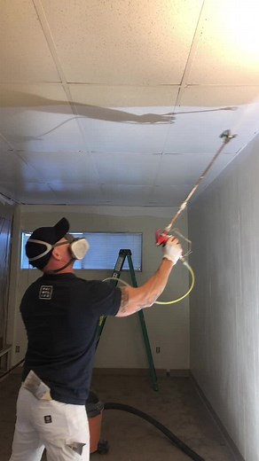 Spraying acoustic tile ceilings. Can it be done? #paintlife @frogtape...