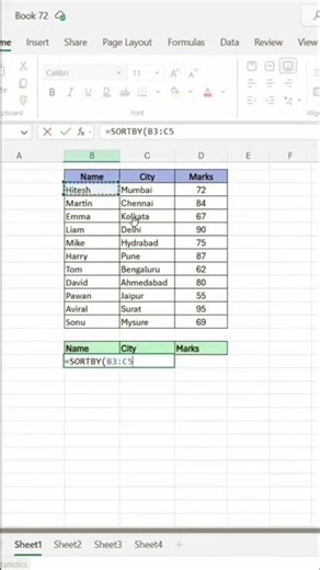 sort by function in excel #trendingshorts #excel #shorts #viral #viralshorts