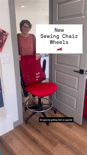 Handi Quilter Inc. | Longarm Quilting on Instagram: "Brilliant! @kimkwilts shares how she puts rollerblade wheels on the drafting chair she uses to longarm quilt! What a fun quilting tip!"