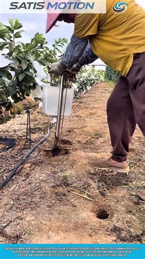 Pressing Fertilizer Into Soil With Steady Motion Creating Even Placement