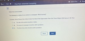 BED0.Submin TostReadIv NoxtPost Test: Advanced Computing1... | Filo