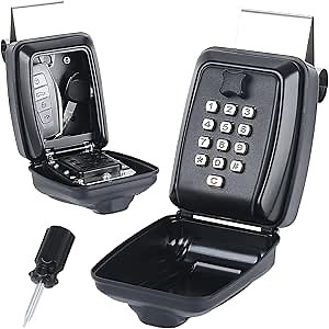 Car Window Lock Box for Turo, Black Portable Lockbox for Car Keys, Car Key Lock Box Fit for Ride Share, Turo, GetAround, with Sturdy Large Capacity, Protective Cover, Weather Protection
