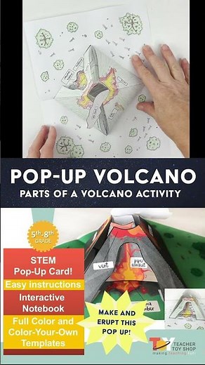 Make this paper volcano model! #TeacherToyShop #volcano #earthscience #naturaldisaster #stem
