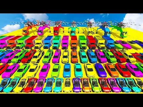 🔴GTA 5 Spiderman vs McQueen Cars 2 & Mack Truck Join In Impossible Mega Ramp Race