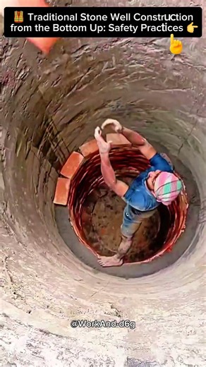 🦺 Traditional Stone Well Construction from the Bottom Up: Safety Practices 📌