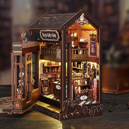 Coffee Shop Book Nook Kit: 3D Wooden Puzzle With LED Lights - Etsy