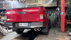 Lowered Hilux on Tein Street Advance Z One Make race on full exhaust system using Borla Pro XS Muffler and Borla 20155 oval muffler tips!😎😎😎 | Atoy Customs 4x4 and Bodykits