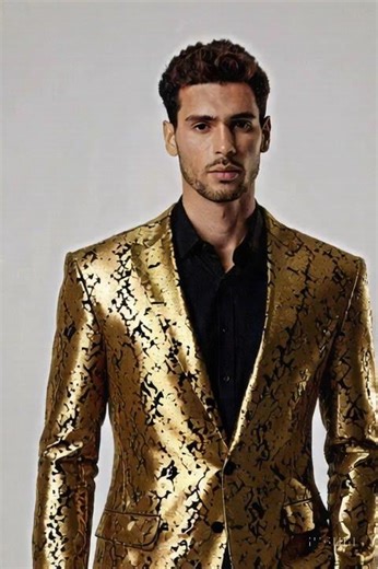 Alberto Nardoni Gold Men's Shiny Dinner Jacket Tuxedo