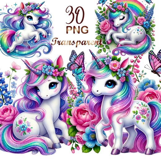 30 Png,baby Unicorns Clipart Bundle, Magical Unicorn Graphics,cute Unicorn,baby Unicorn Png,unicorn Clip Art, Rainbow Unicorn,commercial Use - Etsy