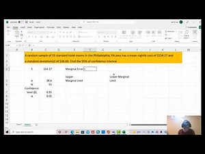 Excel 4.3 Using excel to construct a confidence interval for a larger sample