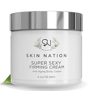 Skin Nation Super Firming Cream, Hydrating Body Lotion with Shea Butter, Glycolic Acid, Aloe Vera, Can Help Smooth Crepey Skin and Support Firmer Neck & Décolleté, 4 oz