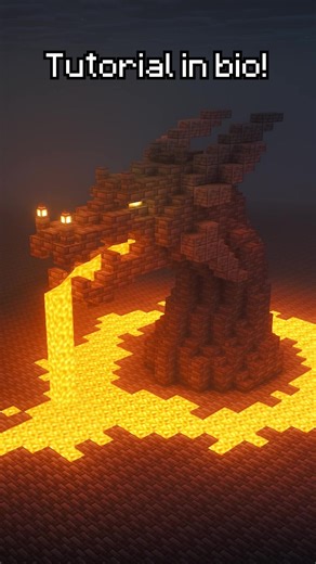 Lava Dragon Fountain #minecraft #aesthetic #minecraftbuilds #ideas | minecraft build ideas