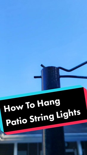 Each pole only cost me $14 and 5 minutes to install #thedailydiy #diy #diyproject #outdoorlife #patiolights #outdoorlighting #homeimprovement #summer #doityourself #howto #learnontiktok #reno