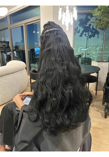 Jet Black Microlink Extensions for Natural Hair