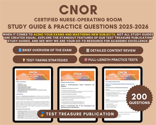 CNOR Exam Study Guide 2025-2026: Vertiefte Inhaltsüberprüfung, Praxis-Tests & Prüfungstipps für die CNOR-Zertifizierung, Beherrschung der perioperativen Nursing - Etsy.de