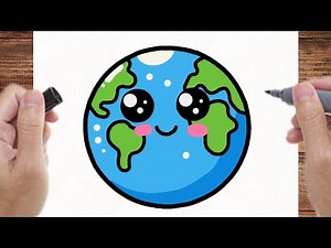 How To Draw Cute Earth/Easy Planet Drawing For Kids